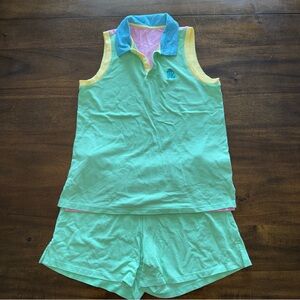 Lauren Ralph Lauren Colorblock Polo Tank 2 pc Pajama Set Womens Small